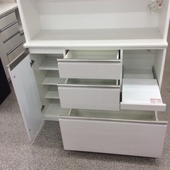 【ニトリのアルミナシリーズ】キッチンボード ニトリ　NITORI　アルミナシリーズ　ダイニングボード レンジボード レンジ台 食器棚   幅121cm：ホワイトの画像