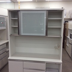 【ニトリのアルミナシリーズ】キッチンボード ニトリ　NITORI　アルミナシリーズ　ダイニングボード レンジボード レンジ台 食器棚   幅121cm：ホワイトの画像