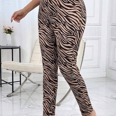 ゼブラ柄スリムフィットパンツ 3XLの画像