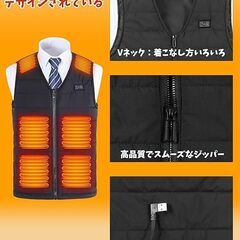 電熱ベスト Lサイズ inotenka ユニセックス  Vネックタイプ ネイビー バッテリー付 ヒーターベストの画像