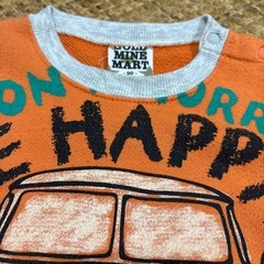 MINE MART トレーナー 90 オレンジ DON'T WORRY BE HAPPYの画像