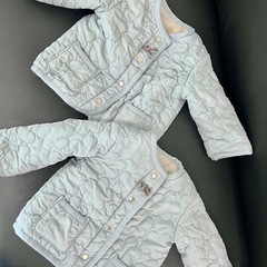 90cm リバーシブルコート　キルティングコート　水色 　2着まとめうり　双子の画像