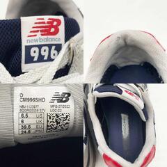 ニューバランス 996 スニーカー 24.5cm グレー ネイビー レッド CM996SHD レディース NEW BALANCEの画像