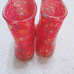 16.0 女の子用 レインブーツ ピンク ハート星柄の画像