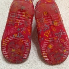 16.0 女の子用 レインブーツ ピンク ハート星柄の画像