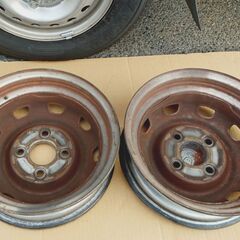 🔴山口市、12インチ鉄ホイール2本¥4400🔴ホンダ純正4穴100mm🔴他社他車にもの画像