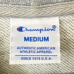 チャンピオン プリント 裏毛 プルオーバー スウェットパーカー M グレー C3-J117 メンズ CHAMPIONの画像