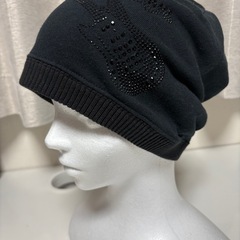 ★新品★AZUL by moussy 黒 ストーン装飾 ニットビーニー ニット帽 ブラックの画像