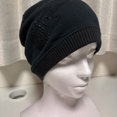 ★新品★AZUL by moussy 黒 ストーン装飾 ニットビーニー ニット帽 ブラックの画像