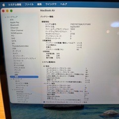 MacBook Air M1（2020） メモリ8GB / SSD 256GB
の画像