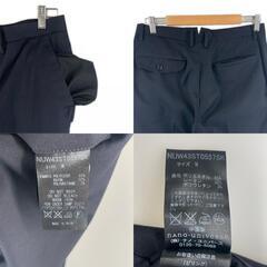 美品 nano universe ナノユニバース 無地 春夏 SS スラックス ポリエステル ネイビー メンズ M【古着】【中古】の画像