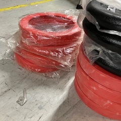 IROTEC ダンベルセット　5kg×8枚 2.5kg×4枚 1.25kg×4枚 シャフト×2 5kg用カバー×4の画像