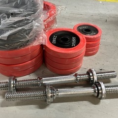 IROTEC ダンベルセット　5kg×8枚 2.5kg×4枚 1.25kg×4枚 シャフト×2 5kg用カバー×4の画像