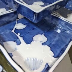 未使用　有田焼 昭栄窯 角皿 5枚16.5㎝小角皿5枚6.7㎝ 白椿絵　計10客の画像