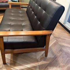 レザー調ソファ２人掛けの画像