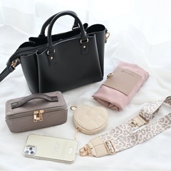 しまむら×MUMUコラボ＊ボックス型ポーチ 化粧ポーチ 小物入れ 見開き 中黒の画像