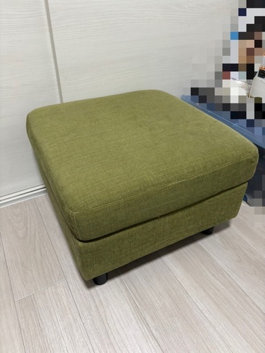 オットマン スツール ソファ ファブリックオリーブグリーン スクエア