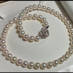 美品　あこや花珠真珠ネックレス 7.5-8.0mm silver刻印　鑑別書付 アコヤ花珠パール 本真珠ネックレスの画像