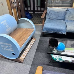 ドラム缶リメイクチェア
（ライトブルー）の画像