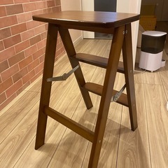 踏み台 折りたたみ 3段 ステップ台 クスノキ竹 椅子 花台 収納 軽量 コンパクト 木目調 ブラウンの画像