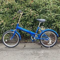 【点検/整備済】 20インチ 折り畳み 自転車 青の画像