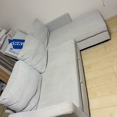 収納付カウチソファベッド(布張りタイプ)の画像