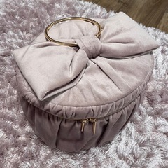 Francfranc ベロア リボン バニティポーチ L ピンク　フランフランの画像