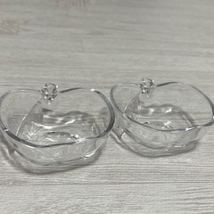 曽我ガラス アップルサラダボウル 2個 クリア レトロの画像