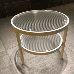 ローテーブル ガラステーブル センターテーブル ホワイト　サイドテーブル　幅45の画像