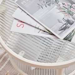 ローテーブル ガラステーブル センターテーブル ホワイト　サイドテーブル　幅45の画像