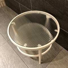 ローテーブル ガラステーブル センターテーブル ホワイト　サイドテーブル　幅45の画像