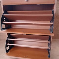 シューズラック 下駄箱 2段+小物入れ キャビネットの画像