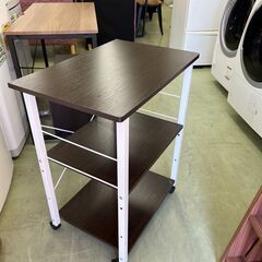 【リサイクルショップ ピカソ 小松原】🌟✨幅 60cmキャスター付き3段ラック／ホワイト×ダークブラウン✨🌟★5737★の画像