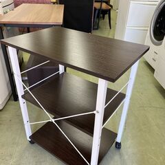 【リサイクルショップ ピカソ 小松原】🌟✨幅 60cmキャスター付き3段ラック／ホワイト×ダークブラウン✨🌟★5737★の画像