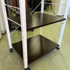 【リサイクルショップ ピカソ 小松原】🌟✨幅 60cmキャスター付き3段ラック／ホワイト×ダークブラウン✨🌟★5737★の画像