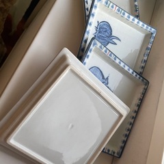 スクエア　☆☆　手描きの銘々皿　16x16cm　4枚セット　☆☆　美品の画像