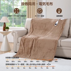 電気毛布 掛け敷き兼用 160*100CM 大判 ブランケット 丸洗可 ダニ退治の画像