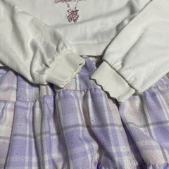 メゾピアノ　チェック柄　長袖ワンピース　120cmの画像