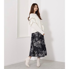 新品　rienda トーンフラワーDENIM J/WフレアSK （ブルー）の画像