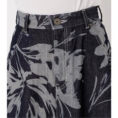 新品　rienda トーンフラワーDENIM J/WフレアSK （ブルー）の画像