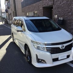 エルグランド　ハイウェイスター　アーバンクロムブラックレザー　車検8年7月　両側パワスラ　ナビ　テレビ　ｗサンルーフ　パワーバックドアの画像