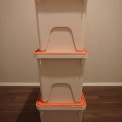 前開きフタ付き スタッキング収納ボックス 3個セットの画像