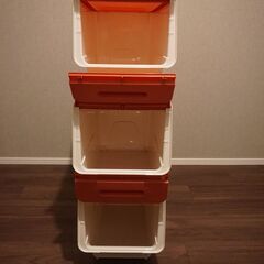 前開きフタ付き スタッキング収納ボックス 3個セットの画像