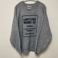 しまむら NONコラボ フロッキープリントニットプルオーバーの画像