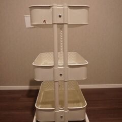 ニトリ 3段ワゴン（ホワイト）収納ワゴン キャスター付きの画像