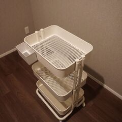 ニトリ 3段ワゴン（ホワイト）収納ワゴン キャスター付きの画像