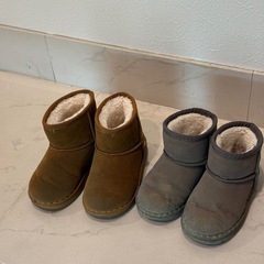 ムートン　2足　ブラウン　グレー　16cmの画像