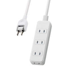 エレコム 電源タップ ほこり防止シャッター 4個口 5m ホワイト T-ST02N-2450WHの画像