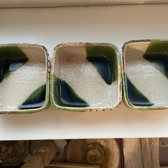 織部焼　☆☆　スクエア　角小鉢　10x10xH4.5cm　☆☆　3個セットの画像