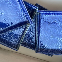 陶器　銘々皿　☆☆　角皿12x11.5xH2cm　☆☆　5枚セットの画像